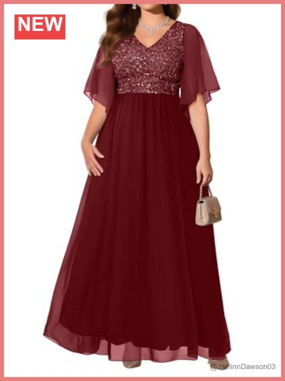 Plus Size Formal Evening Gown Sequin Lace V-Neck Cape Sleeve Floor Length Prom